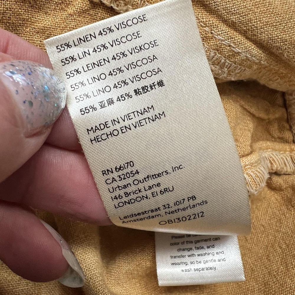 Anthropologie Pilcro Mini Skirt XS Yellow Linen‎ Tie Dye Frayed Hem Boho - Picture 11 of 11